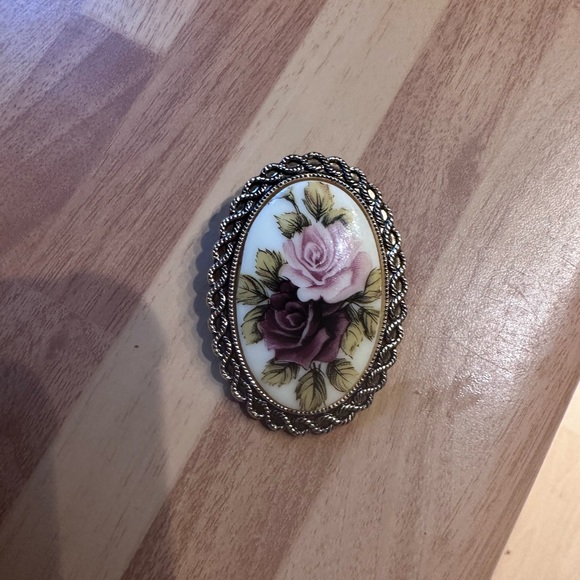 Vintage Floral painted Brooch 70s Germany - Picture 2 of 6